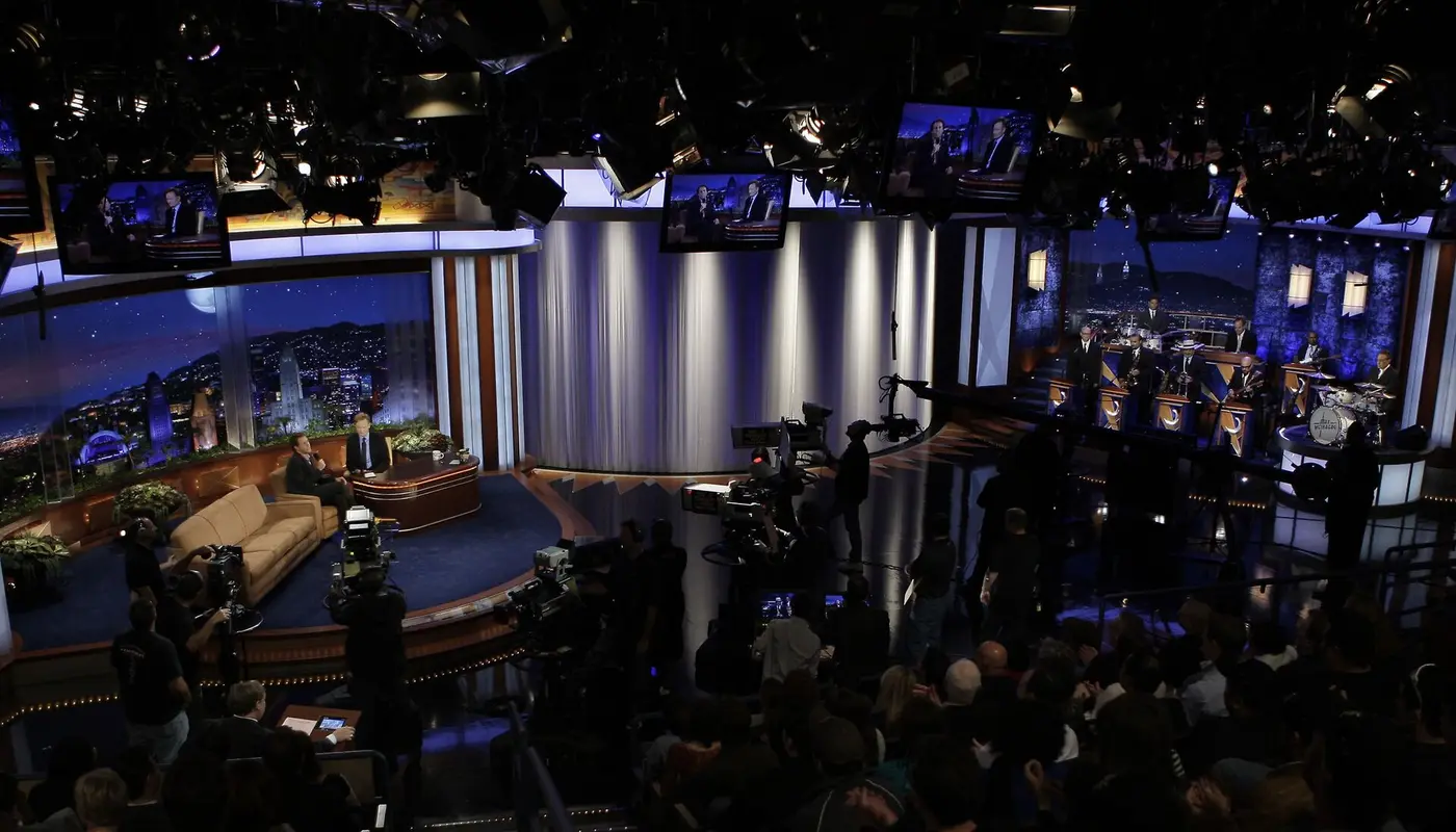 Late night talk show view from an audience seat